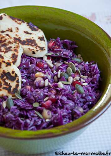 Salade de chou rouge au halloumi