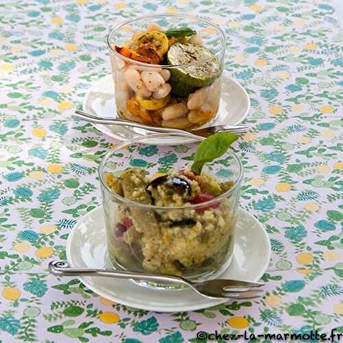 Salade de millet estivale et salade de haricots blancs, courgettes et poivrons (Des légumineuses dans nos assiettes même en été ! #4)