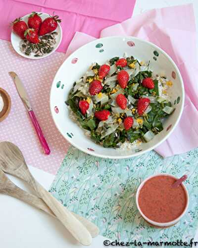 Salade de riz, blettes, fraises et chèvre