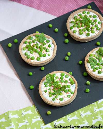 Tartelettes au chèvre, petits pois et menthe