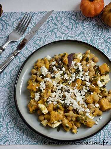 Salade de pois chiches, butternut et feta (Un légume, trois recettes)