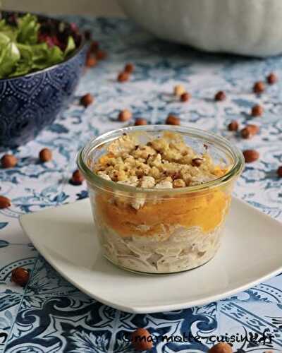 Crumble de haricots blancs, courge et poitrine fumée