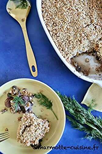 Crumble d’avoine aux champignons, châtaignes et patate douce