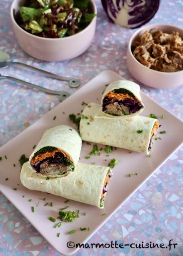 Wraps d’effiloché de porc, fines herbes et chou rouge (Un légume, trois recettes) 