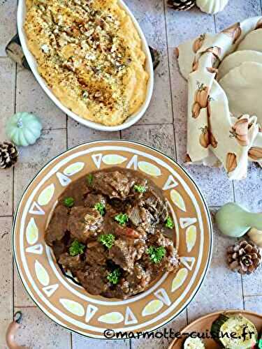 Borani à la courge butternut et ragoût de bœuf épicé 