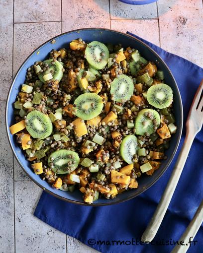 Salade de lentilles au butternut et kiwi