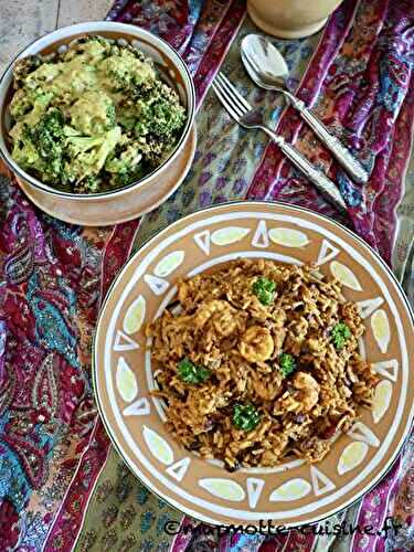 Meigou polo et brocoli rôti aux épices, cacahuètes et lait de coco (Escapade en Iran) 