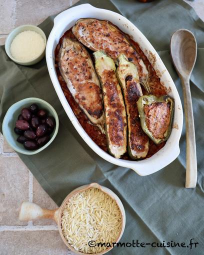 Légumes farcis au veau à la méditerranéenne et risoni au four 