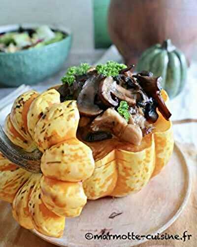 Patidou farci au lapin et aux champignons (Un légume, trois recettes) 