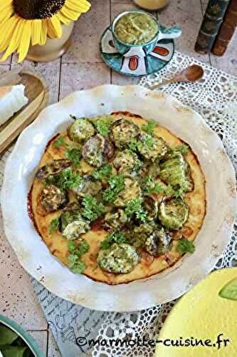 Polenta gratinée aux courgettes et harissa verte