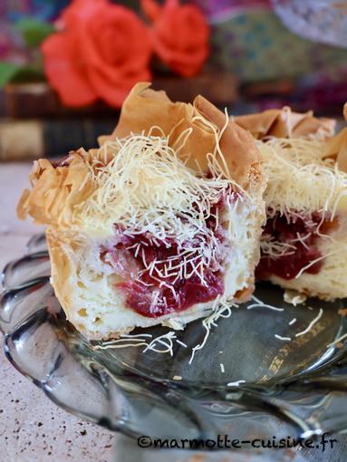 Cheesecakes de pâte filo et kadaïf à la rose