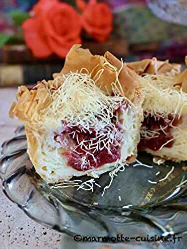 Cheesecakes de pâte filo et kadaïf à la rose 