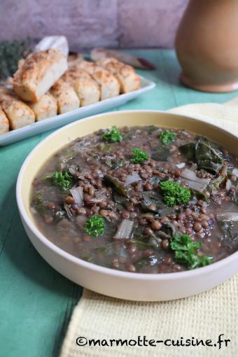 Soupe de lentilles aux blettes de Yotam Ottolenghi et financiers au chèvre 