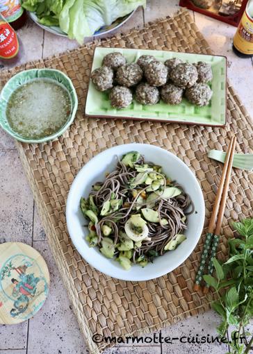 Boulettes de viande au nuoc cham et salade de nouilles froides (Nouvel An chinois 2026) 