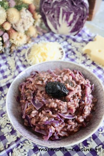 Risotto de chou rouge et pruneaux (Un fruit sec, trois recettes)