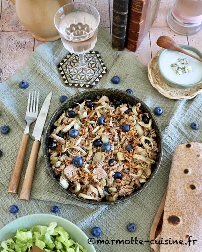 Salade de fenouil au thon, sauce au bleu 