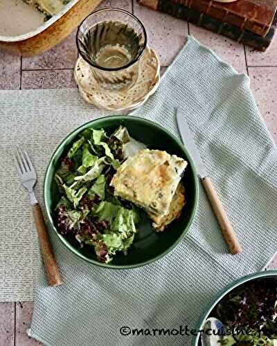 Clafoutis à la semoule, poêlée de courgette et billes de mozzarella 