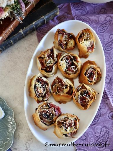 Rouleaux croustillants aux figues et au fromage de chèvre 
