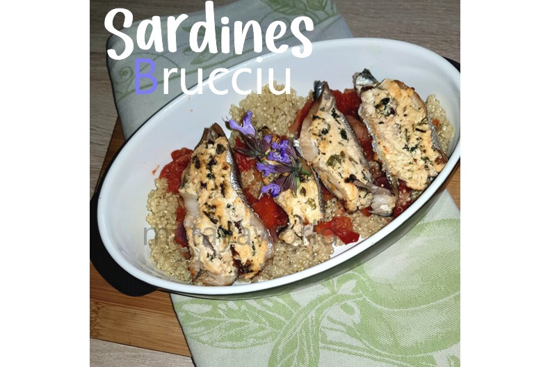 Sardines farcies au brucciu avec pignon, tomate, olives