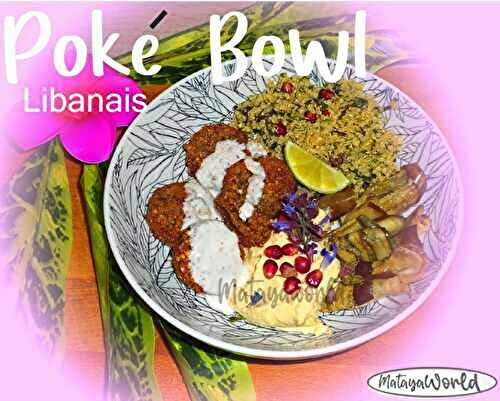 Poké bowl avec falafels, taboulet Libanais, houmous, aubergines