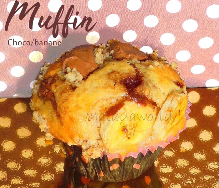 Muffins gourmand choco banane avec crumble aux noisettes