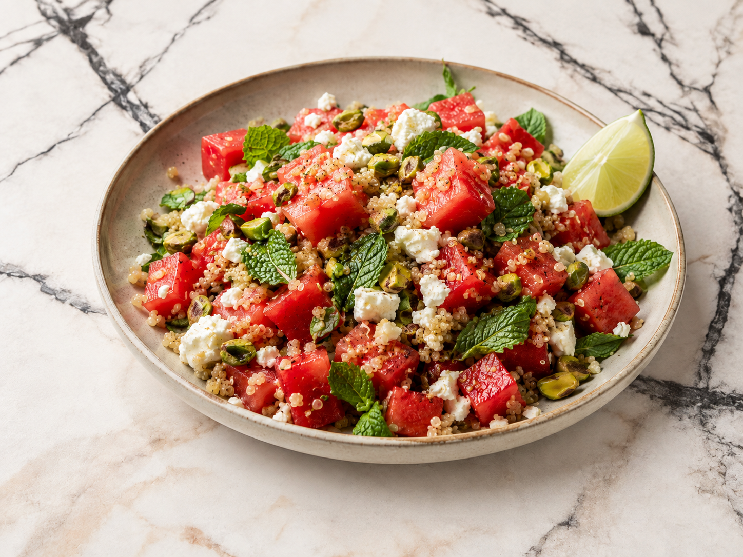 Salade pastèque feta menthe