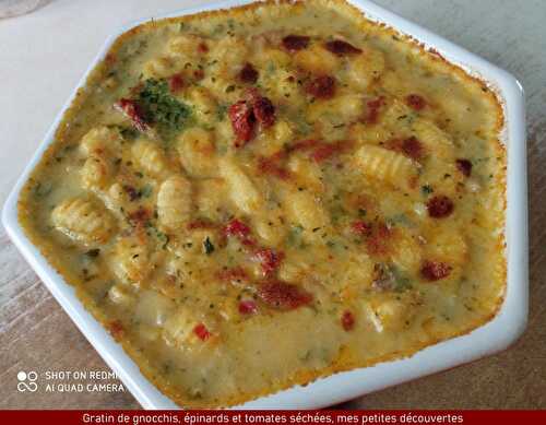 Gratin de gnocchis, épinards et tomates séchées