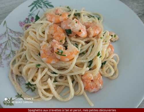 Spaghettis aux crevettes à l'ail et persil