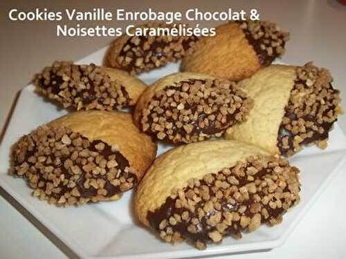 Cookies Day #11 - Cookies Vanille Enrobage Chocolat & Noisettes Caramélisées