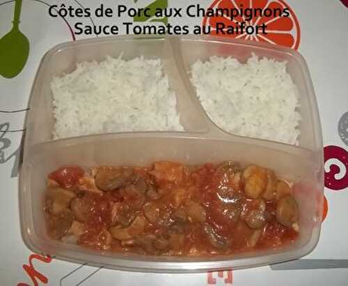 Côtes de Porc aux Champignons Sauce Tomates au Raifort