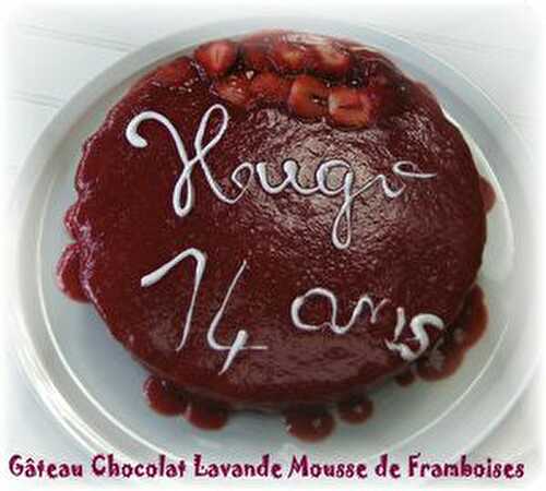 Gâteau Chocolat Lavande Mousse de Framboises Miroir aux Fraises
