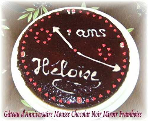 Gâteau d'Anniversaire Mousse Chocolat Noir Miroir Framboise