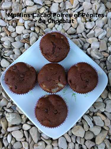 Muffins Cacao Poires et Pépites de Chocolat