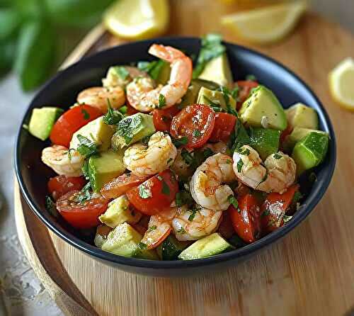 Salade de Crevettes Marinées à l’Avocat-Recette Fraîche et Légère-
