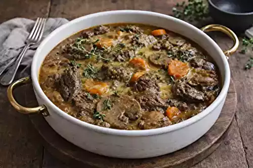 Joue de bœuf mijotée aux champignons, fondante et pleine de saveurs