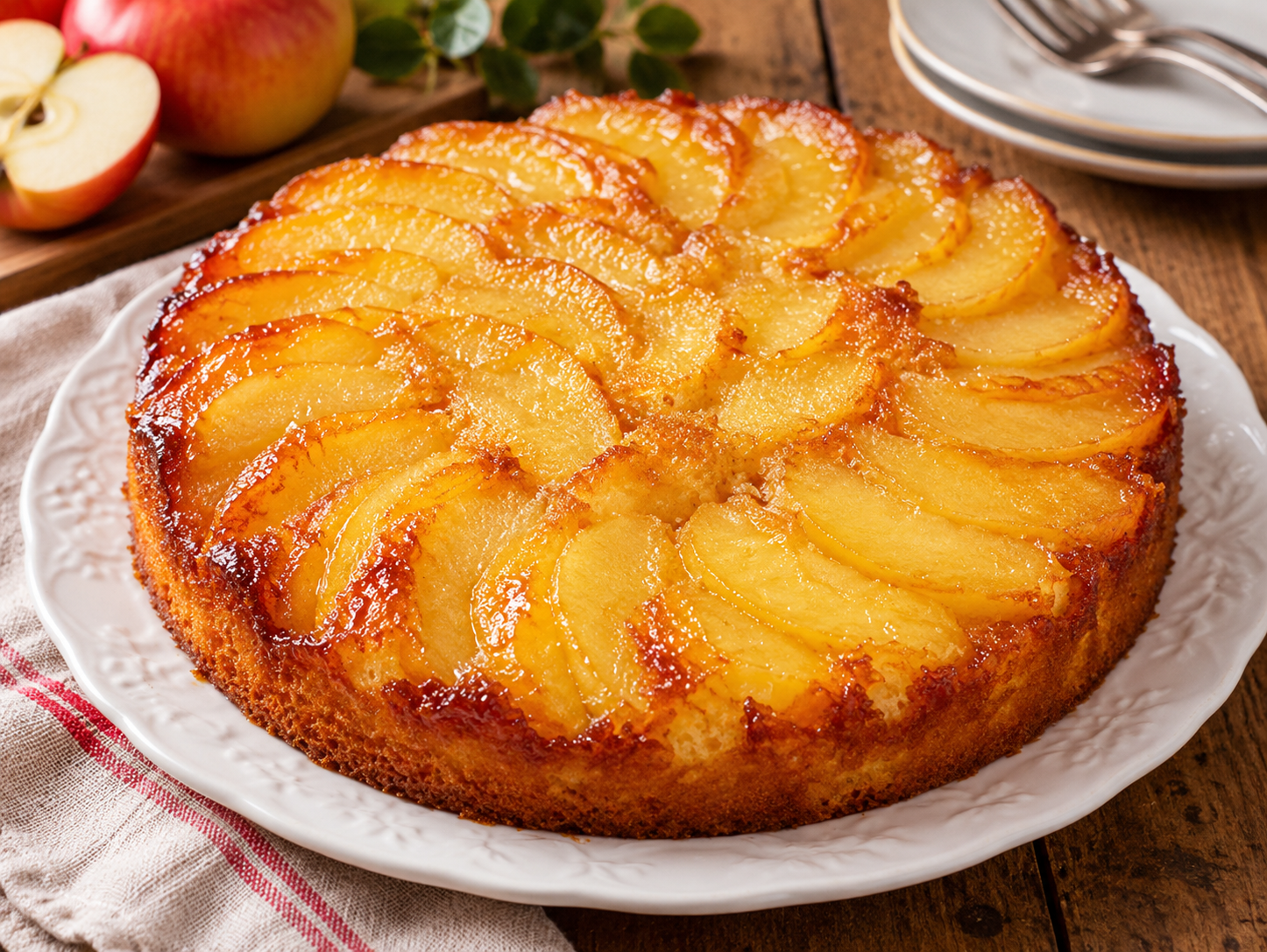 Gâteau aux pommes façon quatre-quarts, moelleux et fondant