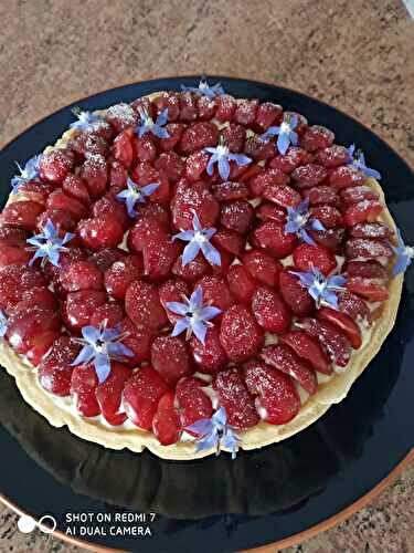 Tarte aux cerises crème diplomate