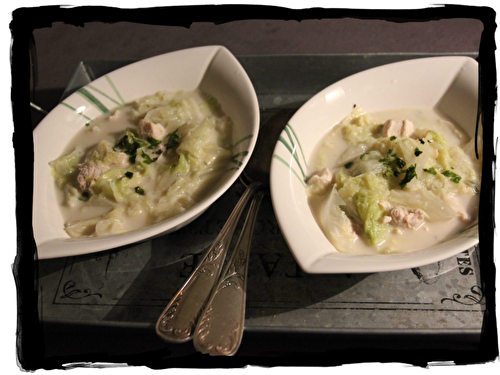 Soupe au chou chinois et poulet coco gingembre