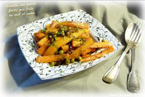 Carottes des Sables et petits pois frais au miel et cumin