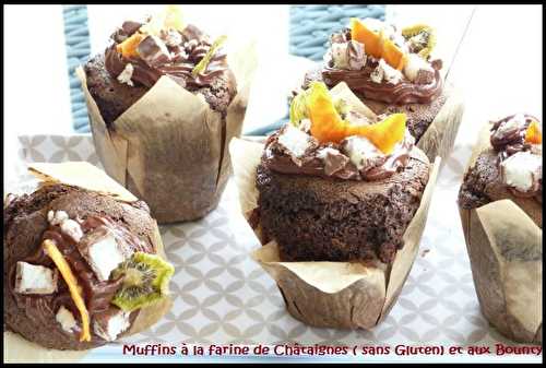 Muffins à la farine de Châtaigne (sans Gluten) et aux Bounty