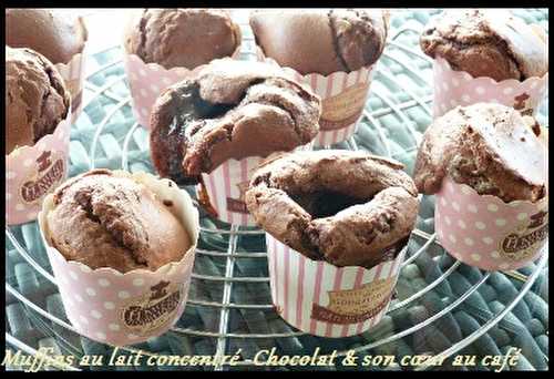Muffins au Lait concentré / Chocolat et cœur de café
