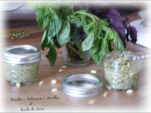 Pesto au Basilic - Estragon -Menthe et huile de Noix