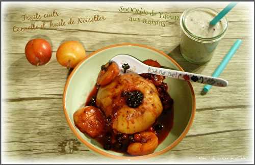 Pommes au Four { Canelle et huile de Noisettes } et Smoothie Yaourt et Raisins