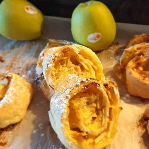 Roulés feuilletés aux pommes et crème pâtissière