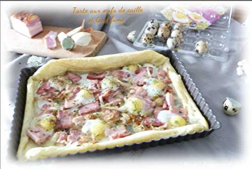 Tarte aux œufs de cailles et lard fumé