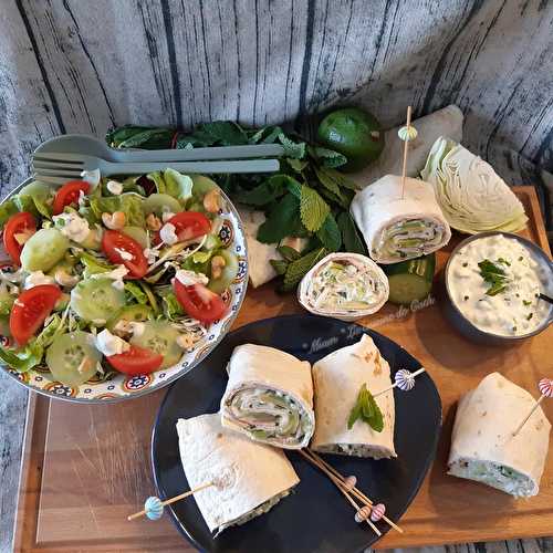  " Miam " Wraps jambon et légumes verts et petite salade -  "MIAM" La cuisine de Cath 