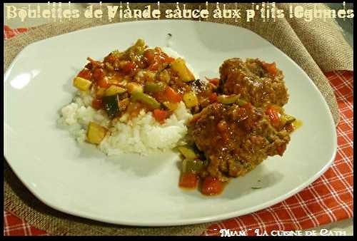 Boulettes de Viande sauce aux p'tits légumes & Riz