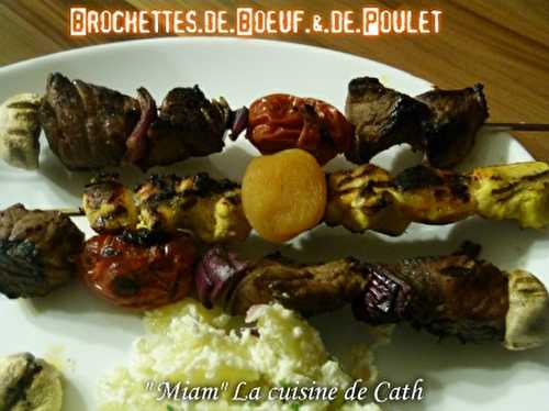 Brochettes de Bœuf et brochettes de poulet (marinés)