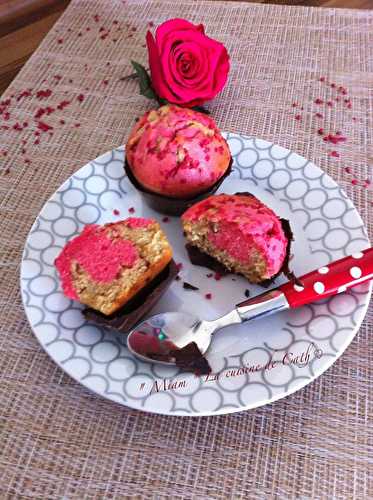 Muffins à la rose et aux pralines