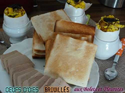 Œufs d'Oies brouillés aux Bolets et Pleurotes